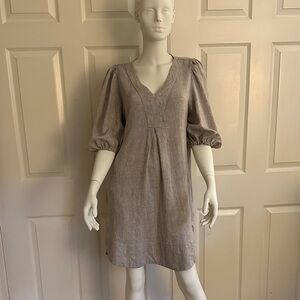 Cynthia Rowley Taupe linen puff Sleeve Dress
